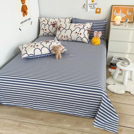 安哆啦 2022春夏新款13372全棉单床单 奶味小白