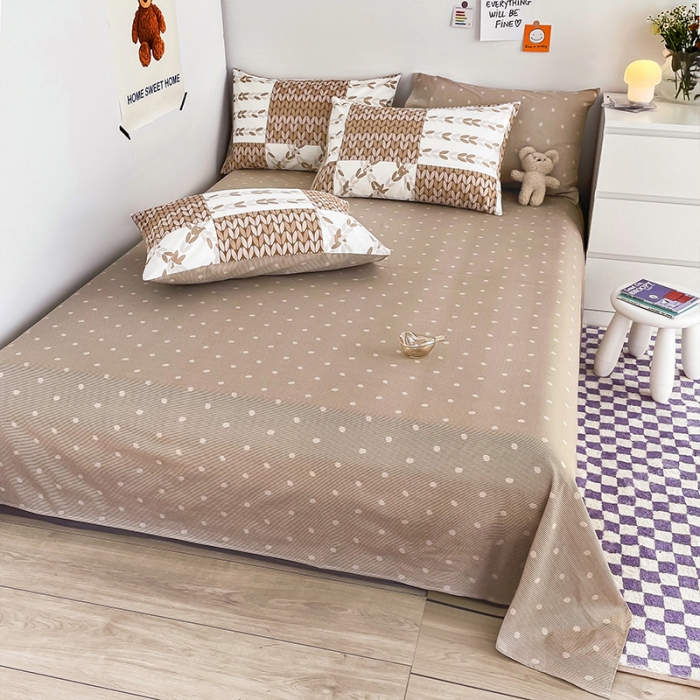 91家纺网 家纺一手货源 找家纺 安哆啦 2022春夏新款13372全棉单床单 瓦尔登.咖