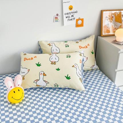 安哆啦 2022春夏新款13372全棉单枕套一对 呆萌鸭