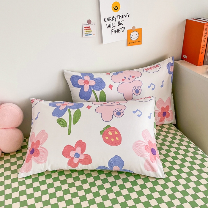 91家纺网 家纺一手货源 找家纺 安哆啦 2022春夏新款13372全棉单枕套一对 花间徜徉