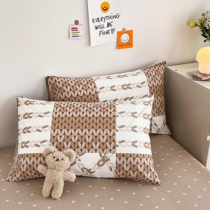 安哆啦 2022春夏新款13372全棉单枕套一对 瓦尔登.咖