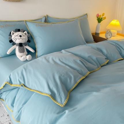 91家纺网 家纺一手货源 找家纺 总莱登卡奴网供 2022新款全棉水洗棉贝壳刺绣四件套-实拍图