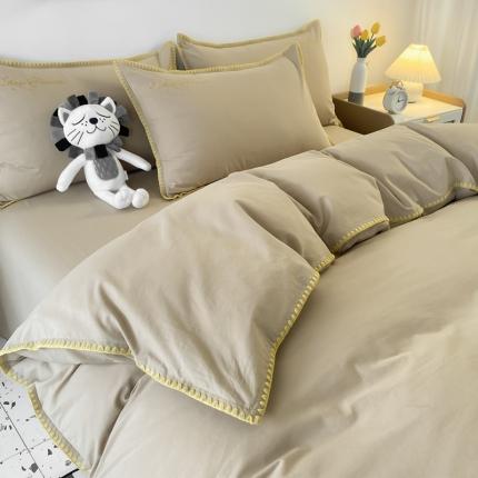 91家纺网 家纺一手货源 找家纺 总莱登卡奴网供 2022新款全棉水洗棉贝壳刺绣四件套-实拍图