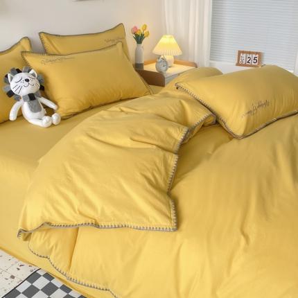 91家纺网 家纺一手货源 找家纺 总莱登卡奴网供 2022新款全棉水洗棉贝壳刺绣四件套-实拍图