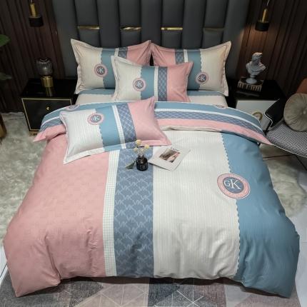 91家纺网 家纺一手货源 找家纺 （总）金爱家 2023新款全棉13372简约条格四件套