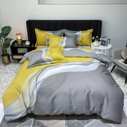 91家纺网 家纺一手货源 找家纺 （总）金爱家 2023新款全棉13372简约条格四件套