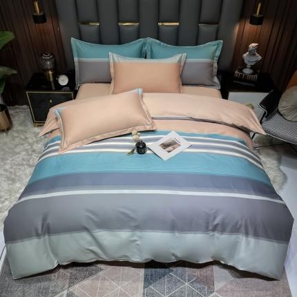 91家纺网 家纺一手货源 找家纺 （总）金爱家 2023新款全棉13372简约条格四件套