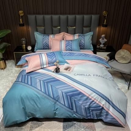 91家纺网 家纺一手货源 找家纺 （总）金爱家 2023新款全棉13372简约条格四件套