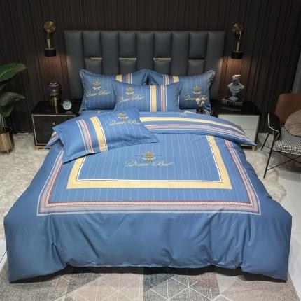 金爱家 2023新款全棉13372简约条格四件套 穆尼兰