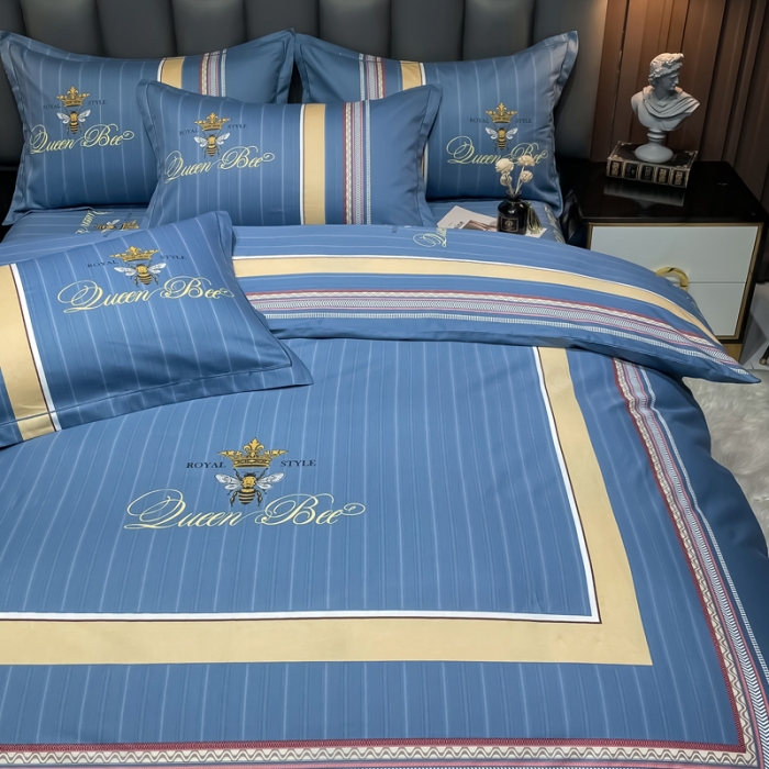 91家纺网 家纺一手货源 找家纺 金爱家 2023新款全棉13372简约条格四件套 穆尼兰