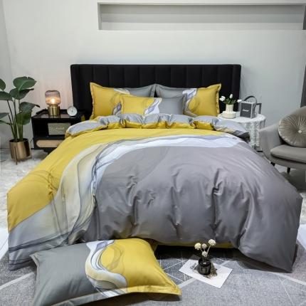 金爱家 2023新款全棉13372简约条格四件套 生活情调