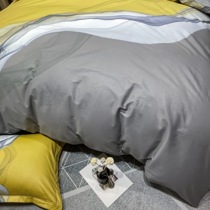 91家纺网 家纺一手货源 找家纺 金爱家 2023新款全棉13372简约条格四件套 生活情调