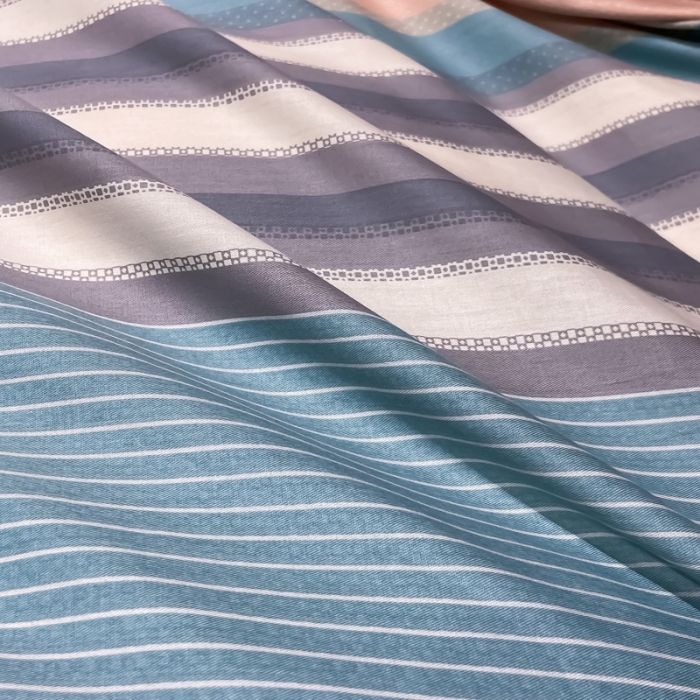 91家纺网 家纺一手货源 找家纺 金爱家 2023新款全棉13372简约条格四件套 丝韵绿