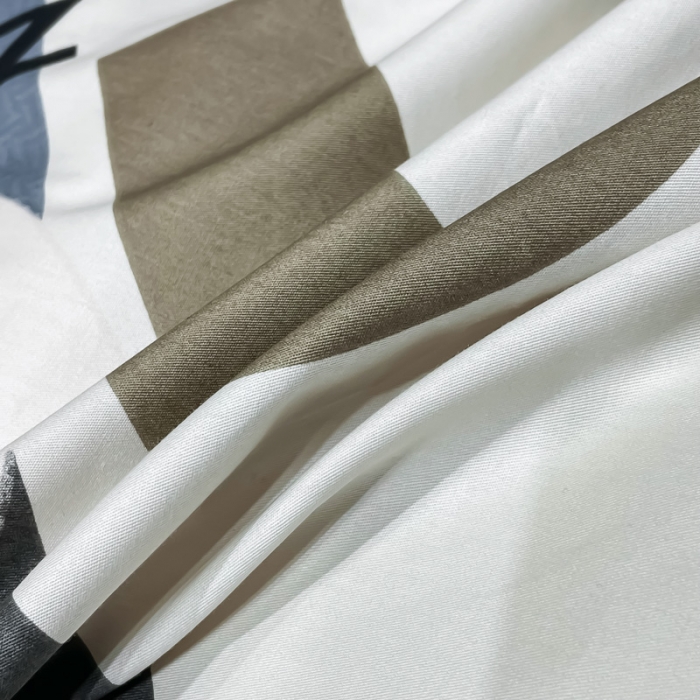 91家纺网 家纺一手货源 找家纺 金爱家 2023新款全棉13372简约条格四件套 苏黎世咖