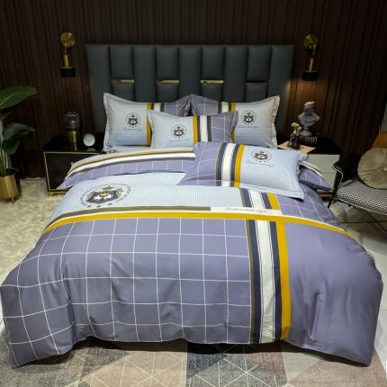 金爱家 2023新款全棉13372简约条格四件套 威廉格里