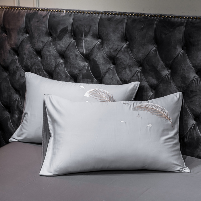 91家纺网 家纺一手货源 找家纺 （总）骏腾 2022新款全棉羽毛绣花四件套纯棉三件套