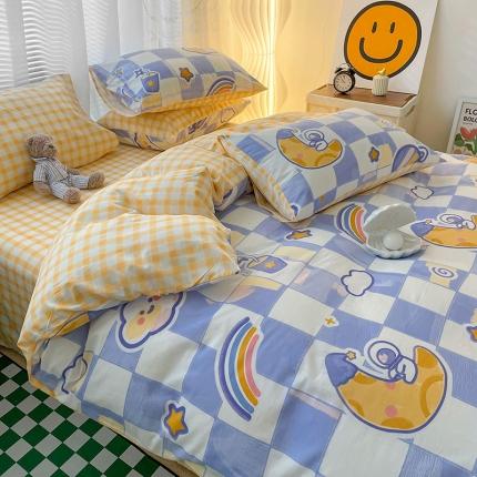 91家纺网 家纺一手货源 找家纺 名兮 2022新款全棉印花四件套纯棉四件套直播 月球记