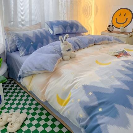 91家纺网 家纺一手货源 找家纺 名兮 2022新款全棉印花四件套纯棉四件套直播 星辰入梦