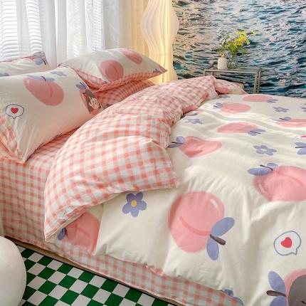 91家纺网 家纺一手货源 找家纺 名兮 2022新款全棉印花四件套纯棉四件套直播 蜜桃女孩