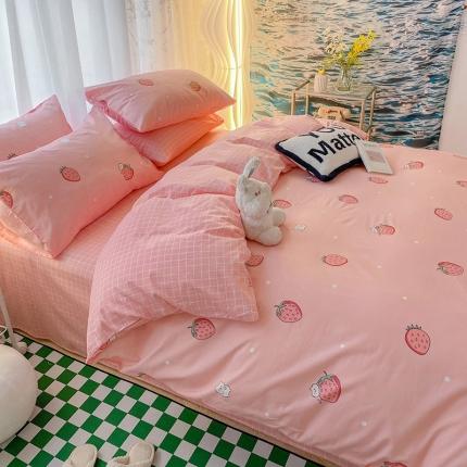 91家纺网 家纺一手货源 找家纺 名兮 2022新款全棉印花四件套纯棉四件套直播 少女梦