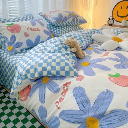 91家纺网 家纺一手货源 找家纺 名兮 2022新款全棉印花四件套纯棉四件套直播 小确幸