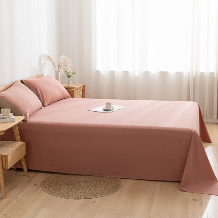 91家纺网 家纺一手货源 找家纺 蓝巢家纺 2022新款全棉色织水洗棉单床单 珊瑚红