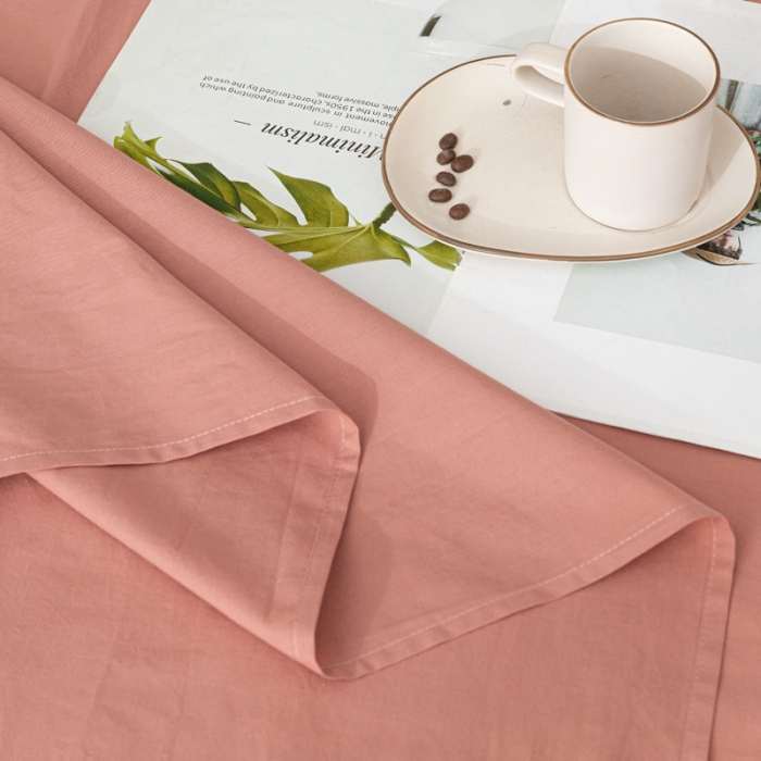 91家纺网 家纺一手货源 找家纺 蓝巢家纺 2022新款全棉色织水洗棉单床单 珊瑚红