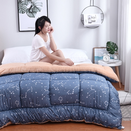 91家纺网 家纺一手货源 找家纺 梦莱发被业 2025亲肤羊羔绒冬被 星座恋人