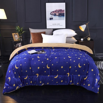 91家纺网 家纺一手货源 找家纺 梦莱发 2025新款羊羔绒双面绒冬被 星月传奇