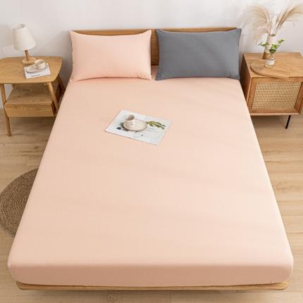 91家纺网 家纺一手货源 找家纺 蓝巢家纺 2022新款全棉色织水洗棉单床笠 浅粉