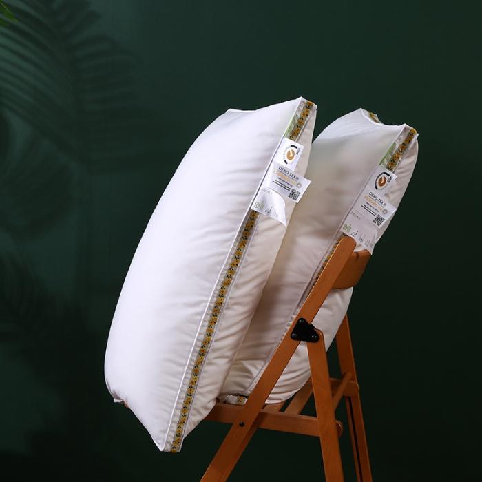 91家纺网 家纺一手货源 找家纺 2022全棉133*100防羽布小清新仪征羽丝绒枕头单人枕芯