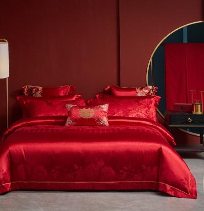 91家纺网 家纺一手货源 找家纺 （总）振翼 2025新款100支长绒棉抗菌+玻尿酸婚庆四件套