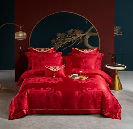 91家纺网 家纺一手货源 找家纺 （总）振翼 2025新款100支长绒棉抗菌+玻尿酸婚庆四件套