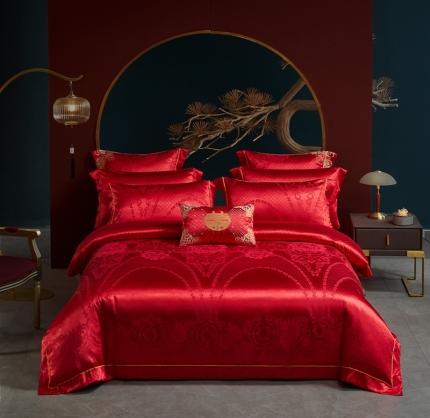 91家纺网 家纺一手货源 找家纺 （总）振翼 2025新款100支长绒棉抗菌+玻尿酸婚庆四件套