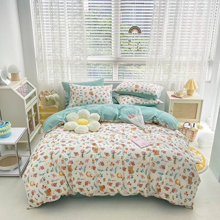 91家纺网 家纺一手货源 找家纺 曼之夏 2022新款全棉清新印花单被套 拾花记