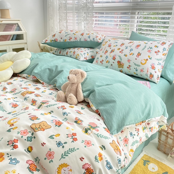 91家纺网 家纺一手货源 找家纺 曼之夏 2022新款全棉清新印花单被套 拾花记