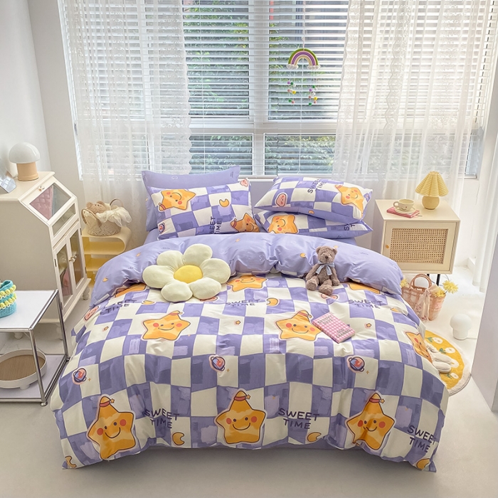 91家纺网 家纺一手货源 找家纺 曼之夏 2022新款全棉清新印花单被套 甜睡星宝