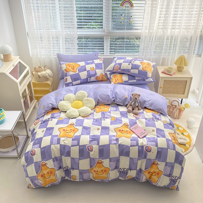 91家纺网 家纺一手货源 找家纺 曼之夏 2022新款全棉清新印花单被套 甜睡星宝