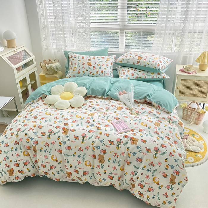 91家纺网 家纺一手货源 找家纺 曼之夏 2022新款全棉清新印花单被套 拾花记