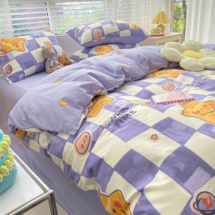 91家纺网 家纺一手货源 找家纺 曼之夏 2022新款全棉清新印花单被套 甜睡星宝