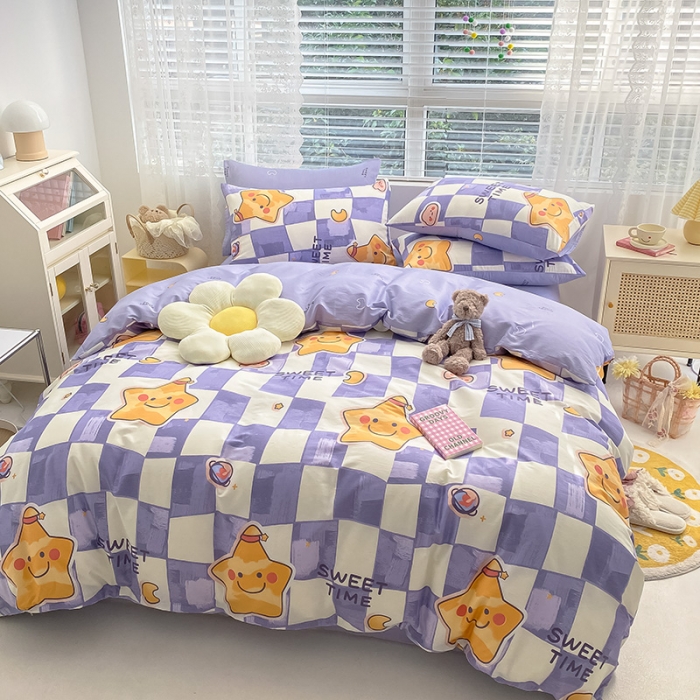 91家纺网 家纺一手货源 找家纺 曼之夏 2022新款全棉清新印花单被套 甜睡星宝