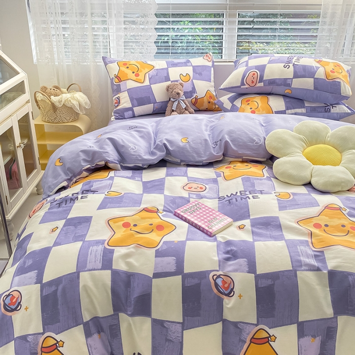 91家纺网 家纺一手货源 找家纺 曼之夏 2022新款全棉清新印花单被套 甜睡星宝