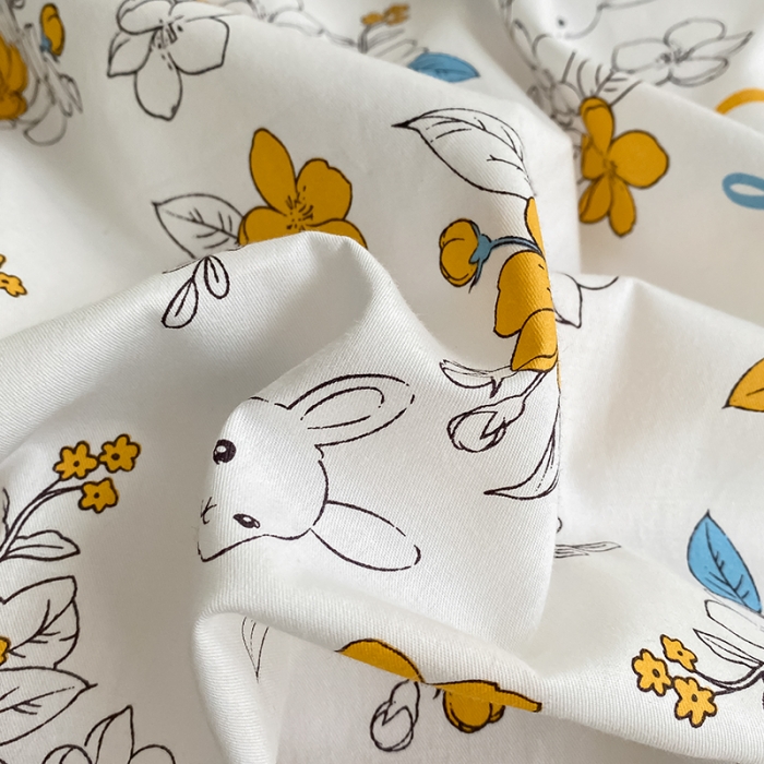 91家纺网 家纺一手货源 找家纺 曼之夏 2022新款全棉清新印花单被套 萌萌兔