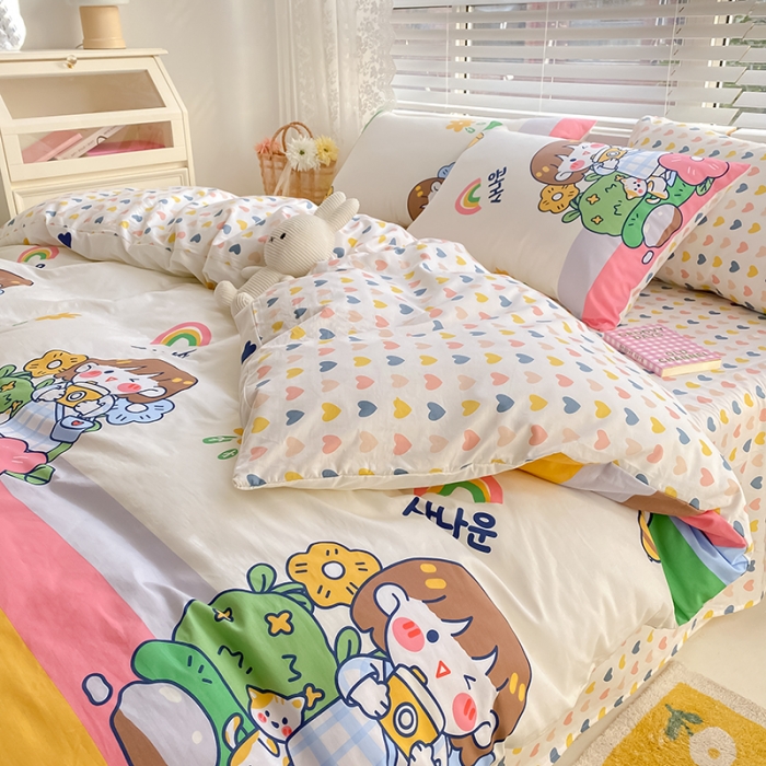 91家纺网 家纺一手货源 找家纺 曼之夏 2022新款全棉清新印花单被套 游园会