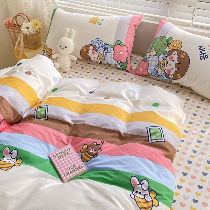 91家纺网 家纺一手货源 找家纺 曼之夏 2022新款全棉清新印花单被套 游园会