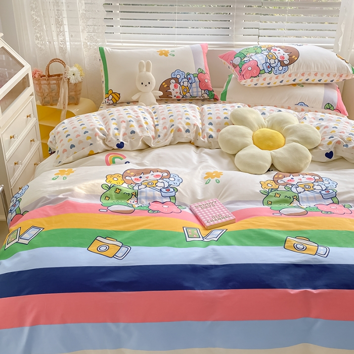 91家纺网 家纺一手货源 找家纺 曼之夏 2022新款全棉清新印花单被套 游园会