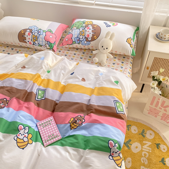 91家纺网 家纺一手货源 找家纺 曼之夏 2022新款全棉清新印花单被套 游园会