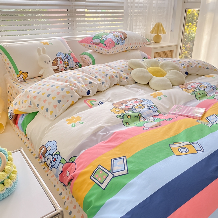 91家纺网 家纺一手货源 找家纺 曼之夏 2022新款全棉清新印花单被套 游园会