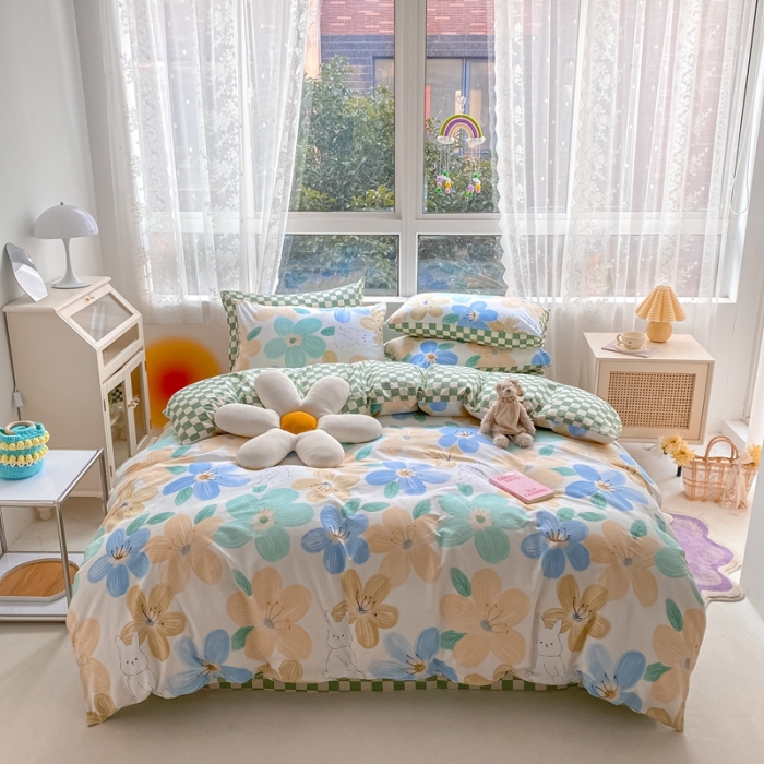 91家纺网 家纺一手货源 找家纺 曼之夏 2022新款全棉清新印花单被套 春夏