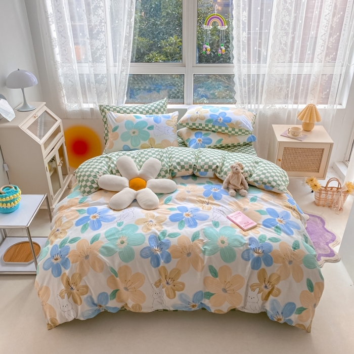 91家纺网 家纺一手货源 找家纺 曼之夏 2022新款全棉清新印花单被套 春夏